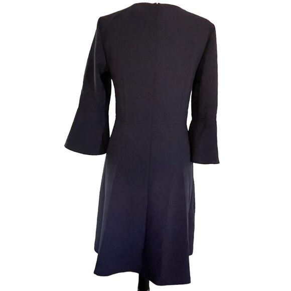 BANANA REPUBLIC Dress Size 8 Fit Flare 3/4 Flutter Sleeve Midnight Navy Lined - Picture 4 of 9